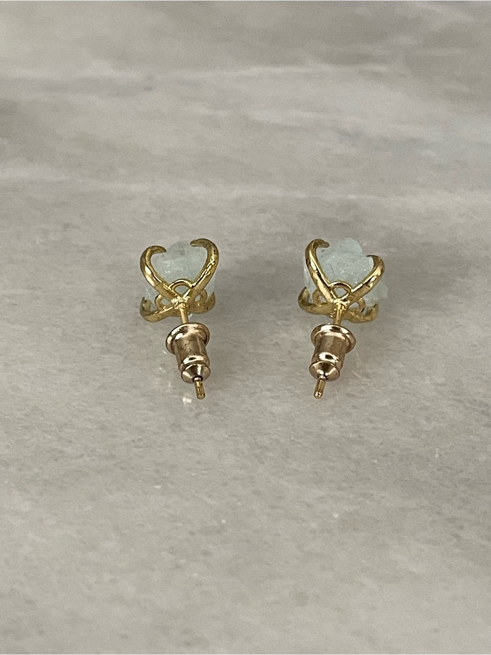 Raw Aquamarine Stud Claw Earrings - Picture 2 of 6